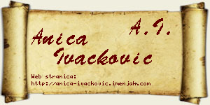 Anica Ivačković vizit kartica